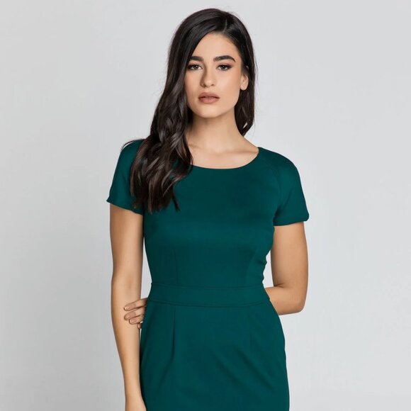 Emerald Fitted Cap Sleeve Dress - Picture 1 of 4